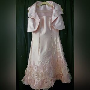 Elegant Pink Dress with Floral Accents